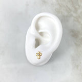 Stud Earrings Cross 0.85gr / White Zircon Yellow Gold