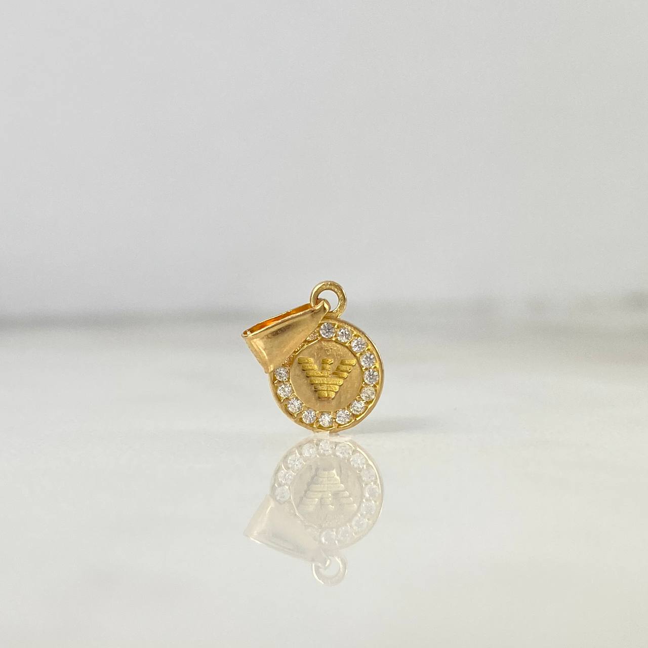 Pendant Striped Eagle 0.6gr / 1.4cm / White Zircons Yellow Gold ©