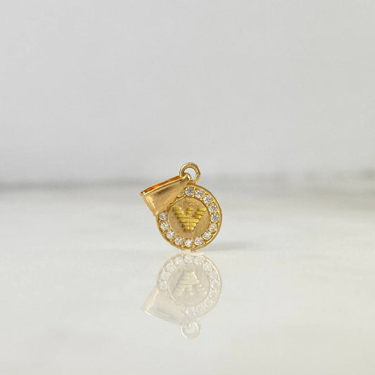 Pendant Striped Eagle 0.6gr / 1.4cm / White Zircons Yellow Gold ©