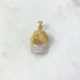 Pendant Cap LA 8.8gr / 3.8cm / White Green Zircons Two Yellows White Gold ©