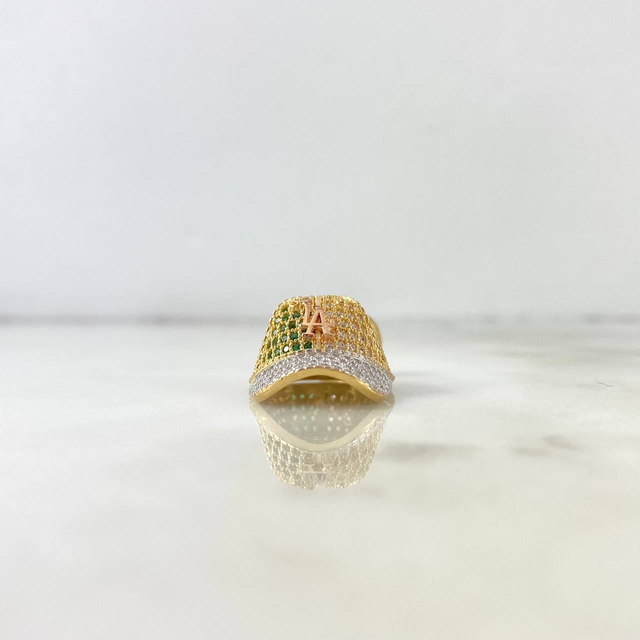 Pendant Cap LA 8.8gr / 3.8cm / White Green Zircons Two Yellows White Gold ©