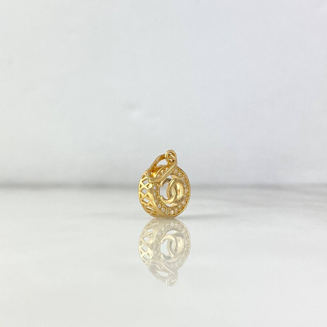 Pendant Circle CH 1.4gr / 1.8cm / White Zircons Yellow Gold ©