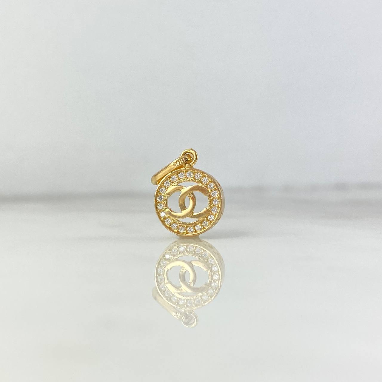 Pendant Circle CH 1.4gr / 1.8cm / White Zircons Yellow Gold ©
