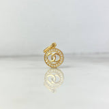 Pendant Circle CH 1.4gr / 1.8cm / White Zircons Yellow Gold ©