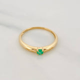 Solitaire Ring Emerald 0.11pts 1.4g / T7 Yellow Gold 18K