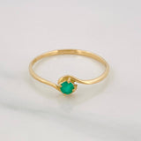 Solitaire Ring Emerald 0.9pts 1g / T7 1/2 Yellow Gold 18K