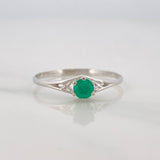 Emerald Solitaire Ring 0.21pts 1.2g / T7 18K White Gold