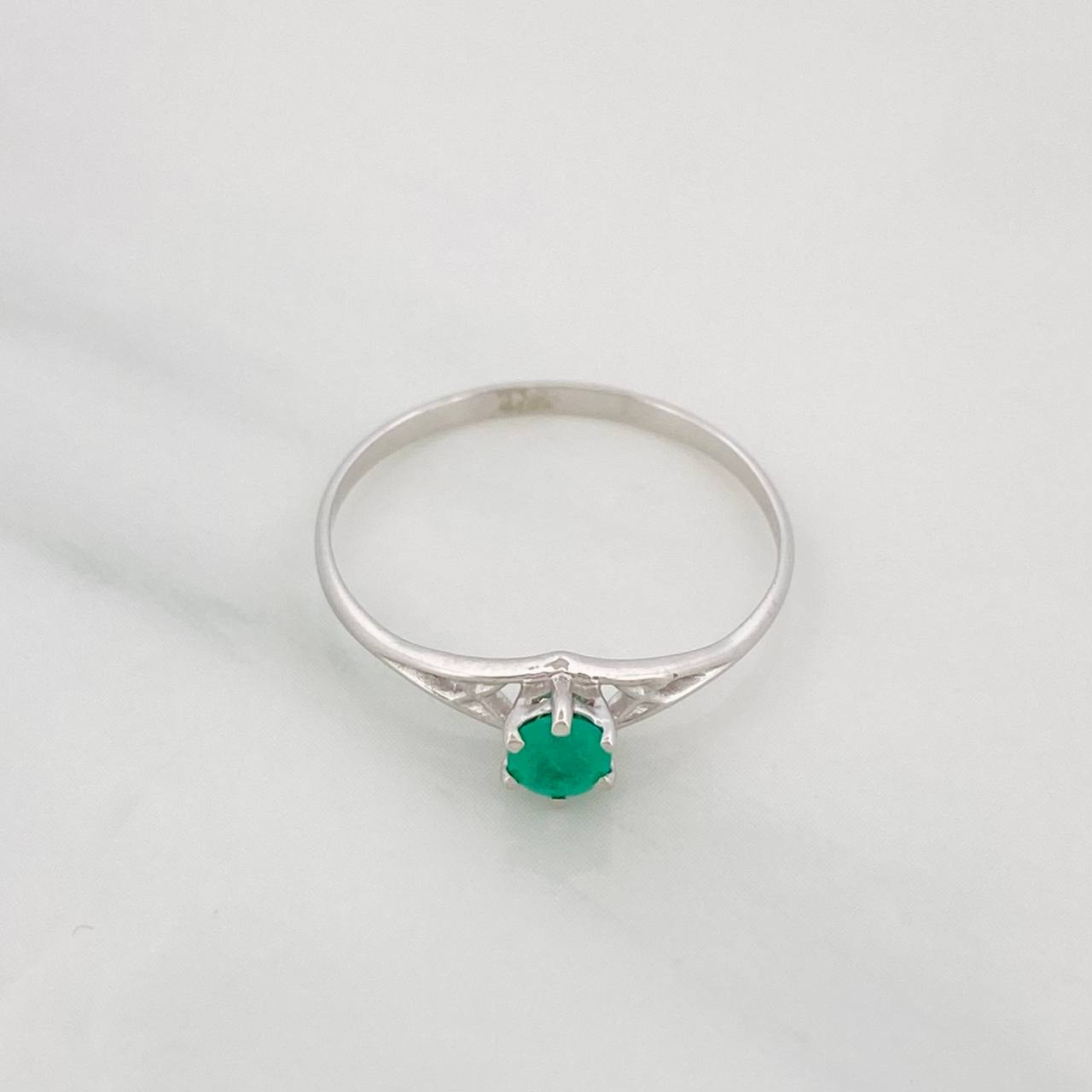 Emerald Solitaire Ring 0.21pts 1.2g / T7 18K White Gold