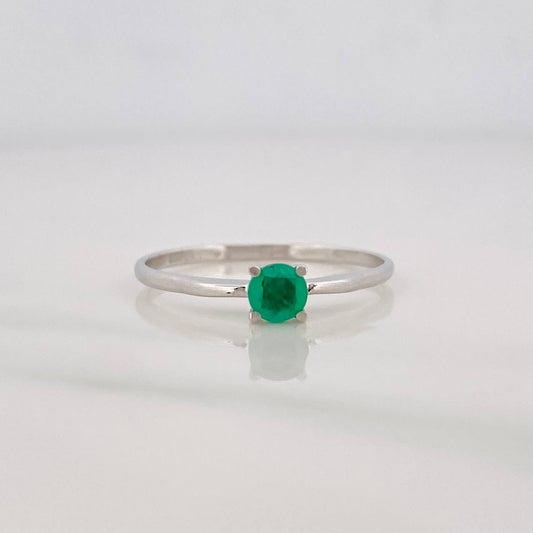 Anillo Solitario Esmeralda 0.21pts 1.25g / T6 1/2 Oro Blanco 18K
