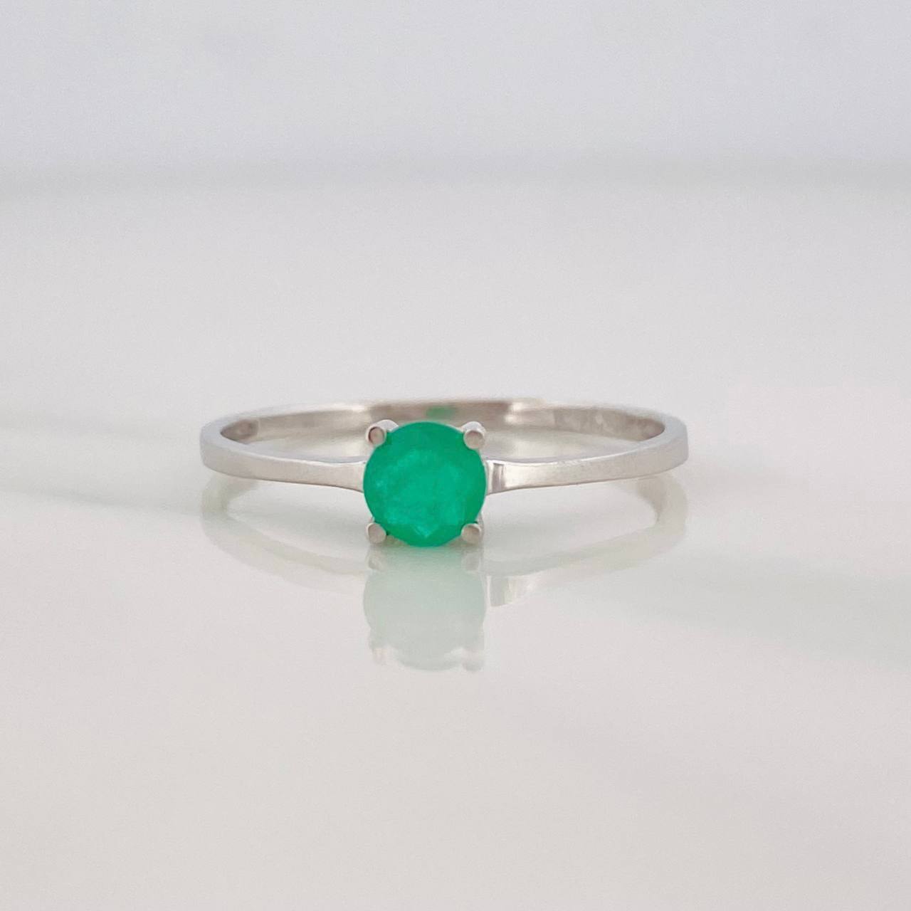 Anillo Solitario Esmeralda 0.29pts 1.15g / T6 3/4 Oro Blanco 18K