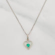 Set Cadena Veneciana + Dije Corazon Esmeralda 0.7pts / 1.65g / 18 in Oro Blanco 18K