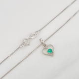 Set Cadena Veneciana + Dije Corazon Esmeralda 0.7pts / 1.65g / 18 in Oro Blanco 18K