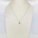 Set Cadena Veneciana + Dije Corazon Esmeralda 0.7pts / 1.65g / 18 in Oro Blanco 18K