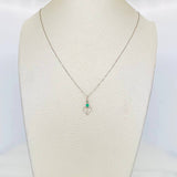 Set Cadena Veneciana + Dije Corazon Partido Esmeralda 0.7pts / 1.45g / 18 in Oro Blanco 18K