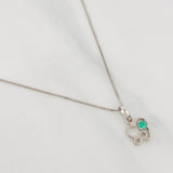 Set Cadena Veneciana + Dije Corazon Infinito Esmeralda 0.5pts / 1.4g / 18 in Oro Blanco 18K