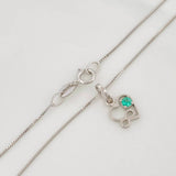 Set Cadena Veneciana + Dije Corazon Infinito Esmeralda 0.5pts / 1.4g / 18 in Oro Blanco 18K