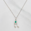 Set Cadena Veneciana + Dije Nota Musical Esmeralda 0.9pts / 1.5g / 18 in Oro Blanco 18K