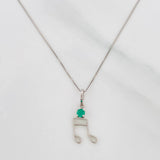 Set Cadena Veneciana + Dije Nota Musical Esmeralda 0.9pts / 1.5g / 18 in Oro Blanco 18K