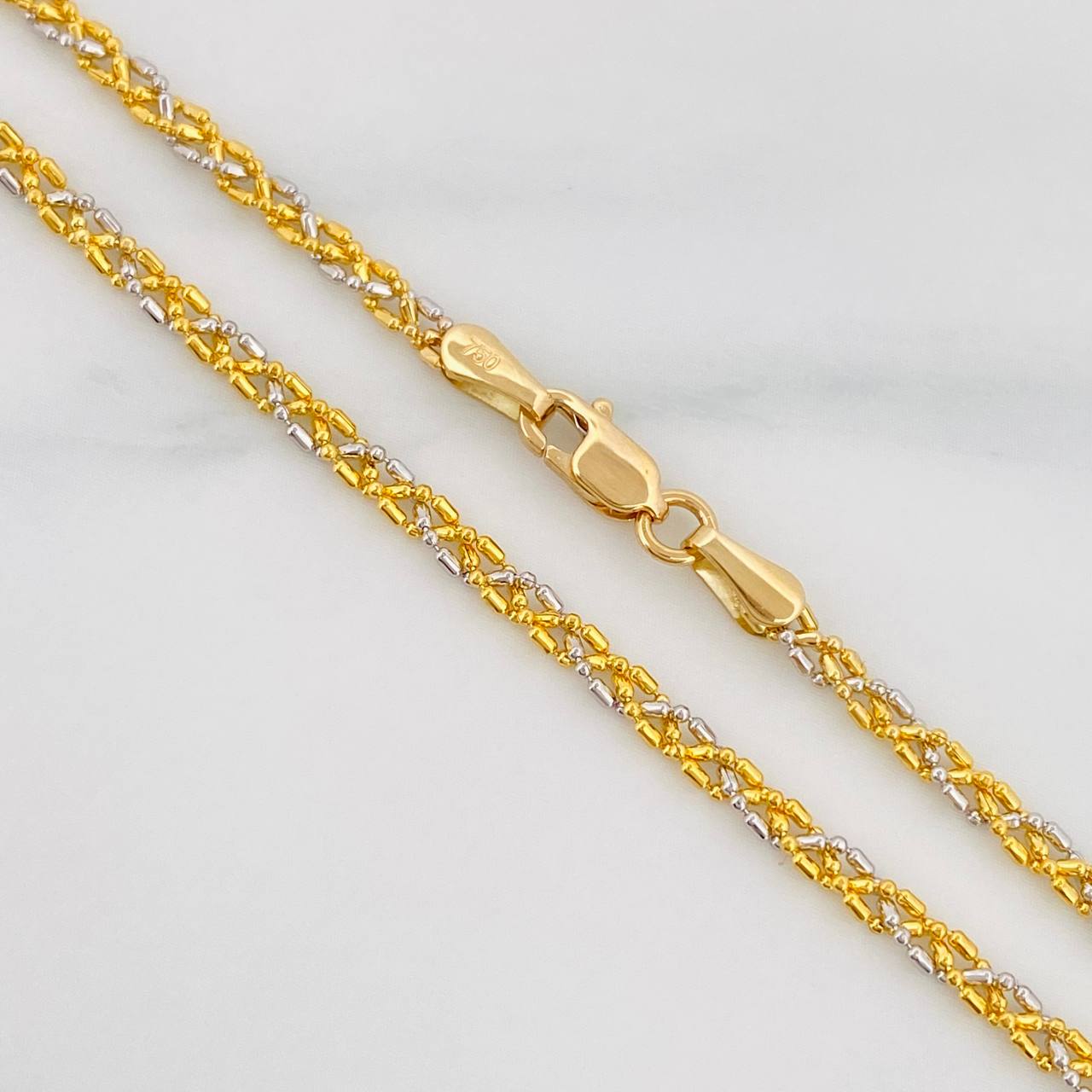 Morse Chain 8.15g / 28 in / 2.4mm Two-Tone Yellow White 18K Gold