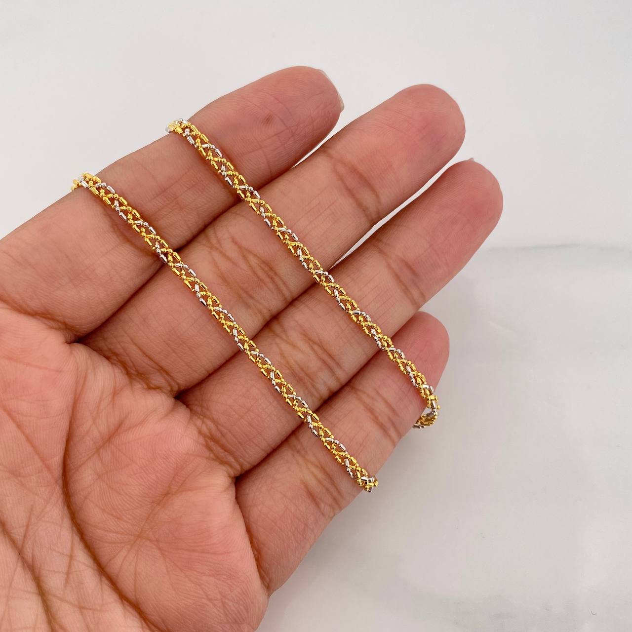 Morse Chain 8.15g / 28 in / 2.4mm Two-Tone Yellow White 18K Gold