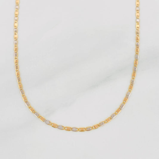 Flat Mariner Chain 2.3g / 24 in / 1.4mm Two-Tone Yellow White Gold 18K