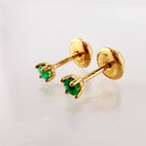 Topos Cuatro Garras Esmeraldas 14pts 0.54gr / 2.5mm Oro Amarillo 18K