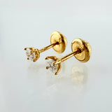 Topos Cuatro Garras Diamantes 16pts 0.55gr / 3mm Oro Amarillo 18K