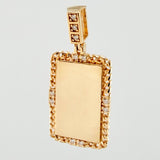 Dije Placa Bordeada 2.4gr / 1 in / Oro Amarillo 18K