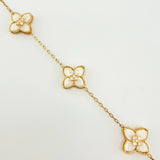 Pulso Aro Seguido Flor Real Nacar Blanco 5.95gr / 7 1/2 in / 14mm Oro Amarillo +4 18K *