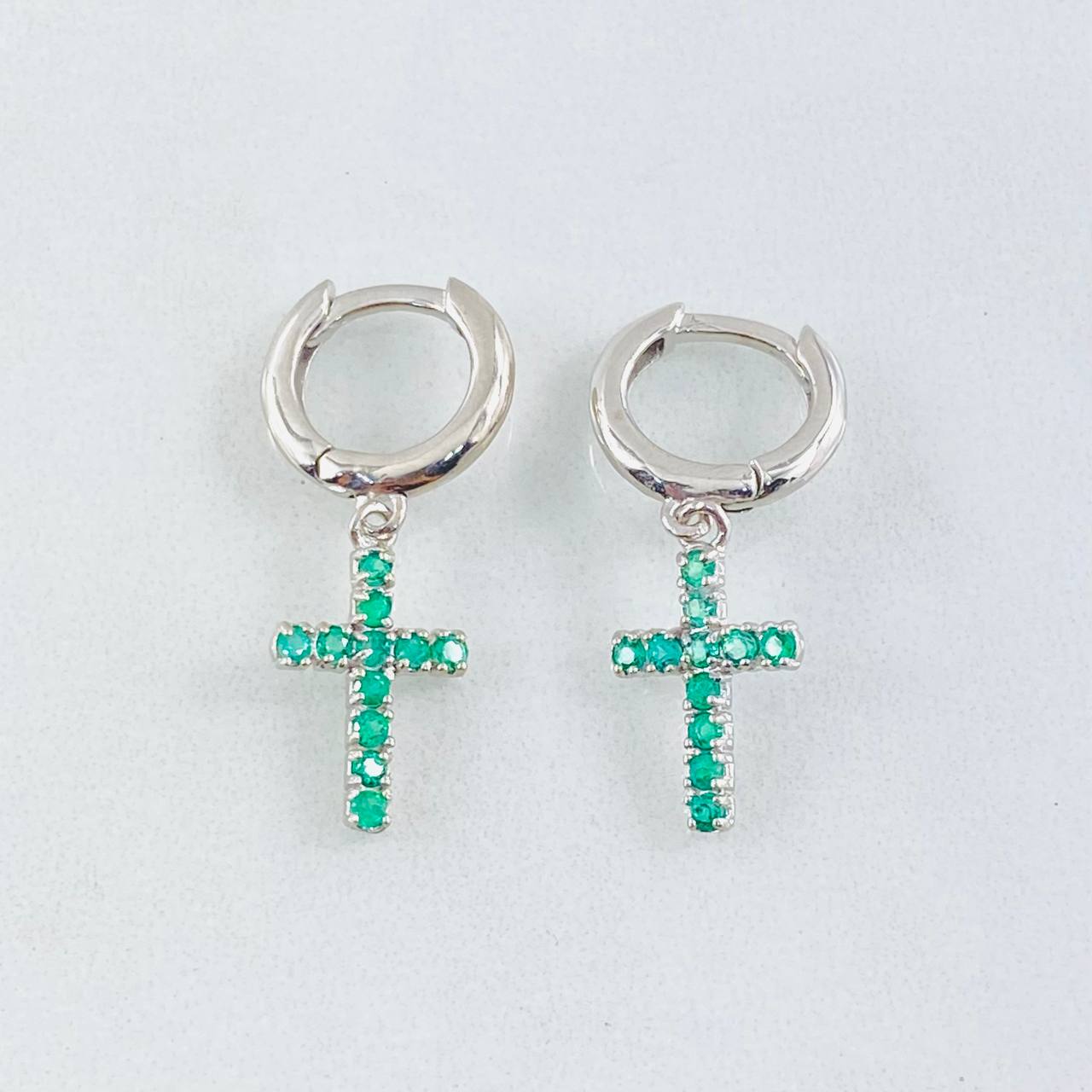 Hoop Earrings Cruz 2.9gr / 2.5cm Emeralds 40pts White Gold (Jewel)