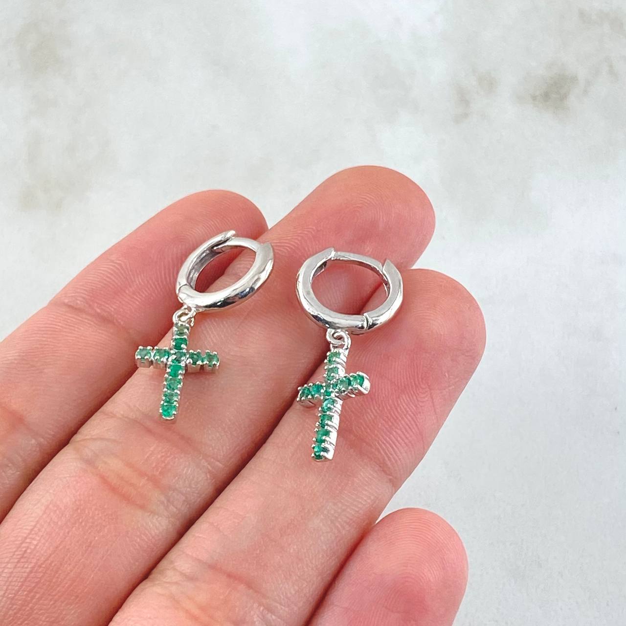 Hoop Earrings Cruz 2.9gr / 2.5cm Emeralds 40pts White Gold (Jewel)