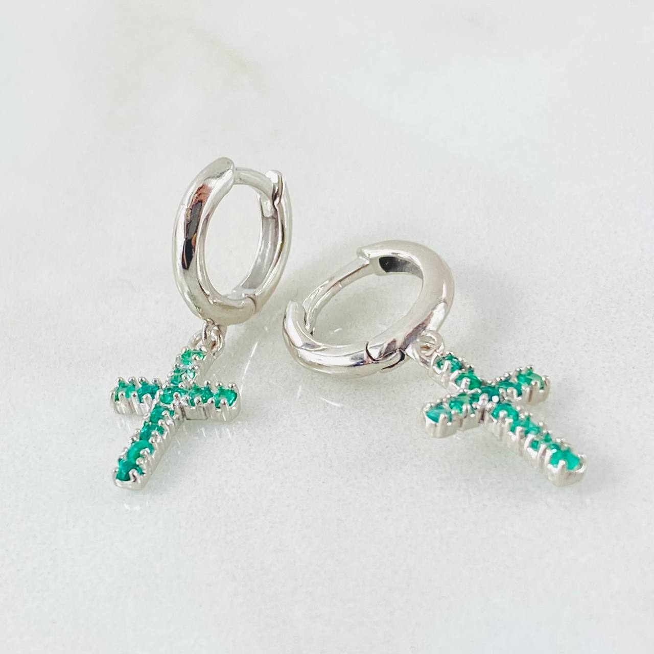Hoop Earrings Cruz 2.9gr / 2.5cm Emeralds 40pts White Gold (Jewel)