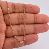 Cadena Figaro 1.4gr / 17 1/2 in / 1.3mm Oro Rosa +1 18K $