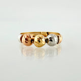Anillo Trio Bolas Diamantado  1.5gr / T6 1/2 / Tres Oros 18K *