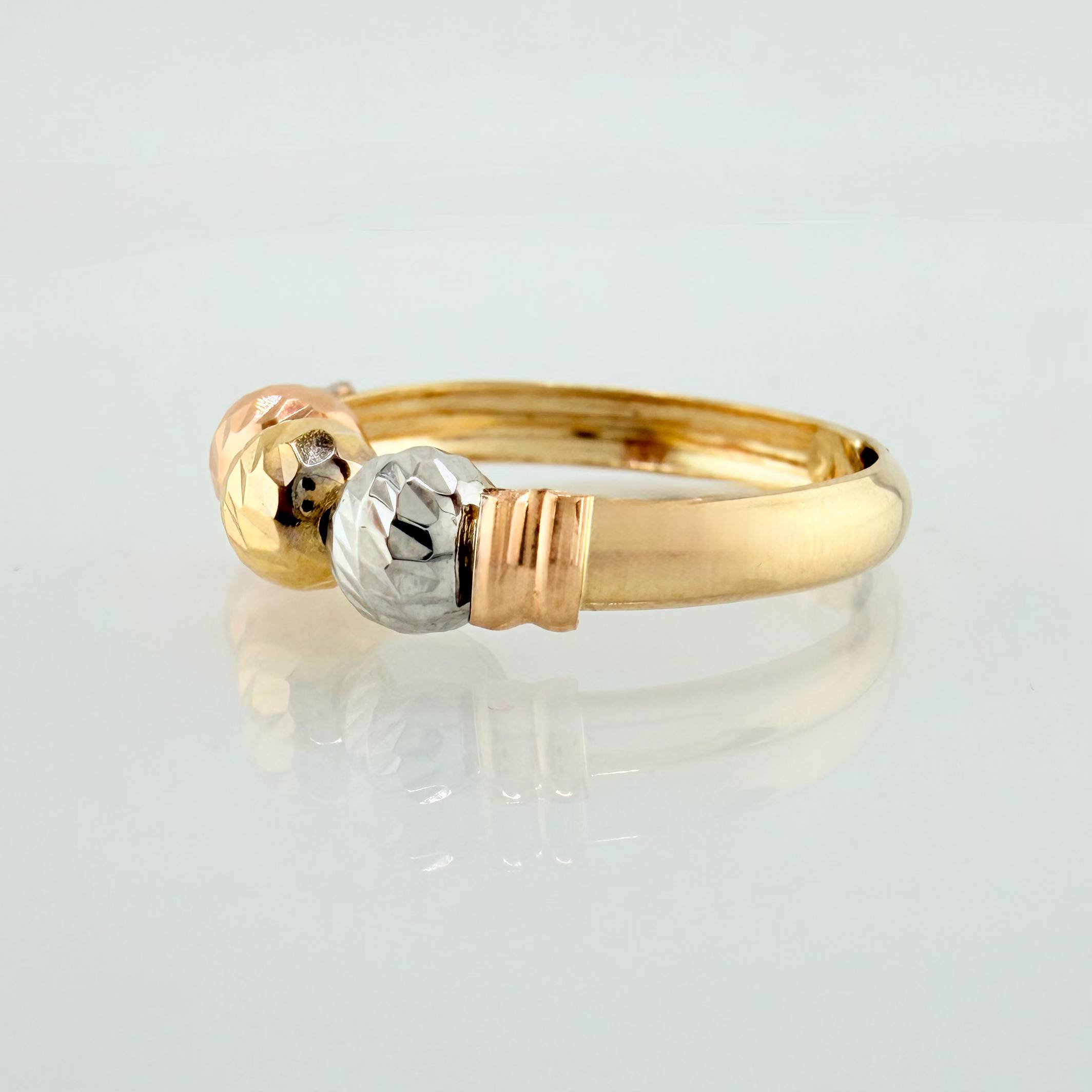 Anillo Trio Bolas Diamantado  1.5gr / T6 1/2 / Tres Oros 18K *