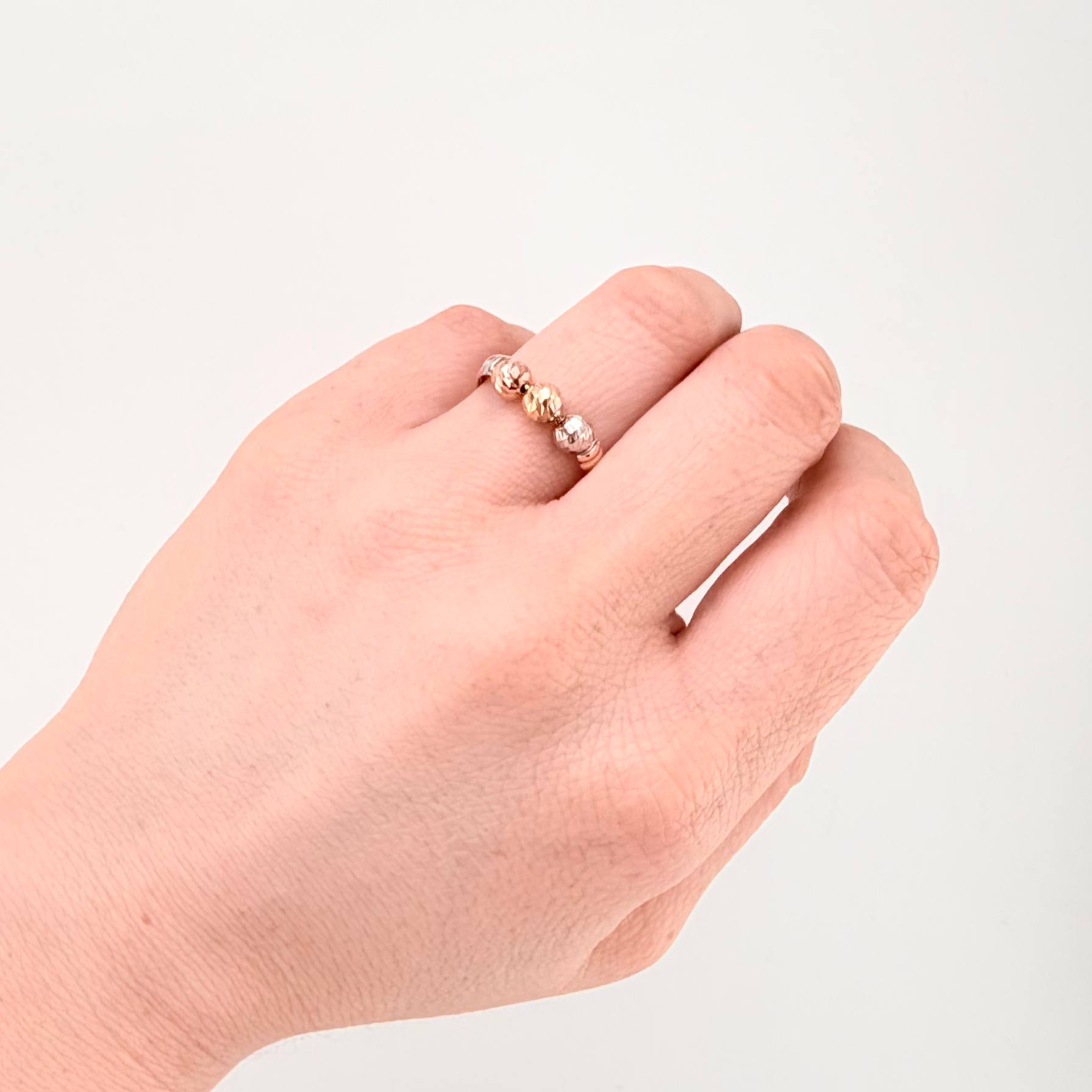 Anillo Trio Bolas Diamantado  1.5gr / T6 1/2 / Tres Oros 18K *