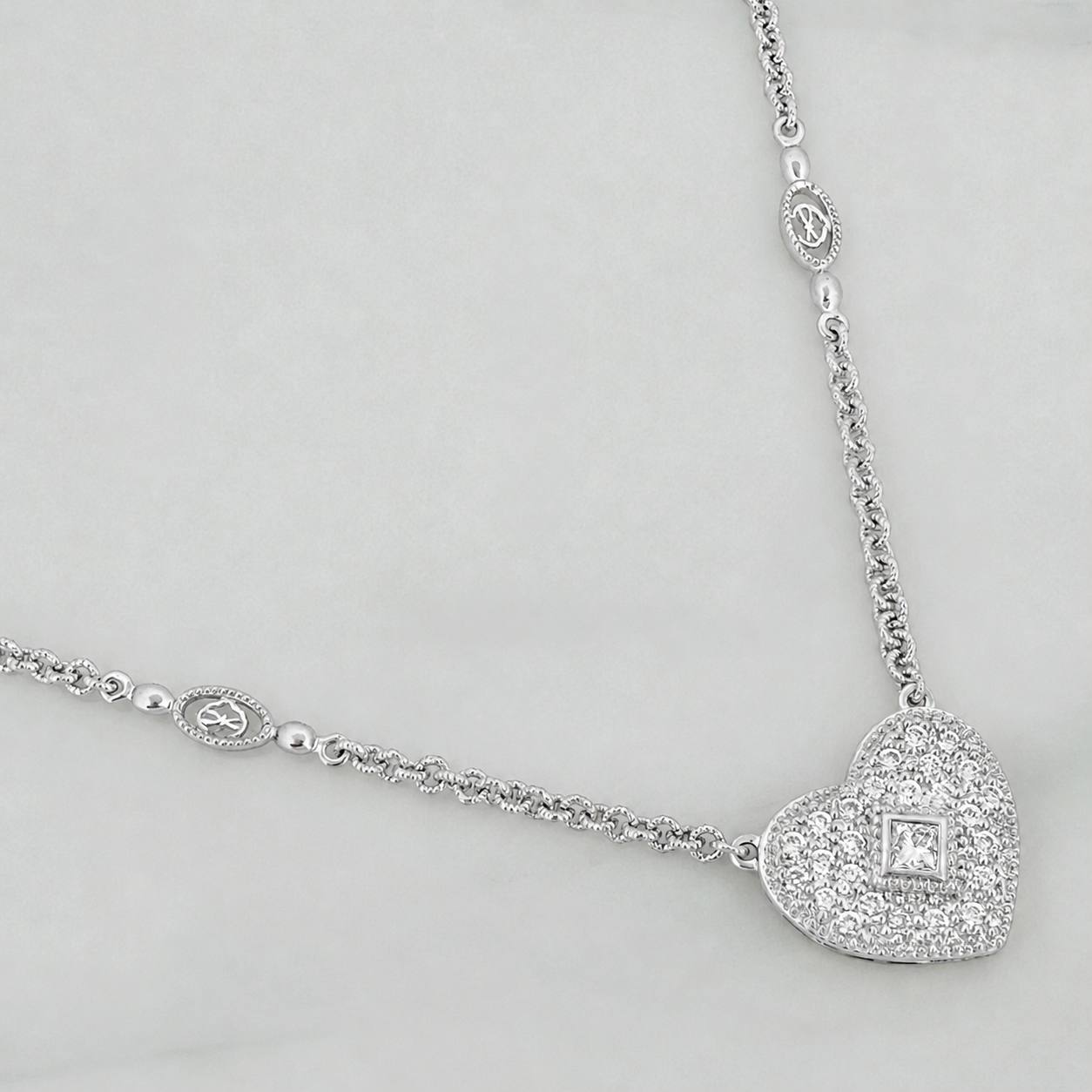 Classic Link Chain Heart Diamonds 25Pts 8.75g / 16 in / 1.23mm 18K White Gold