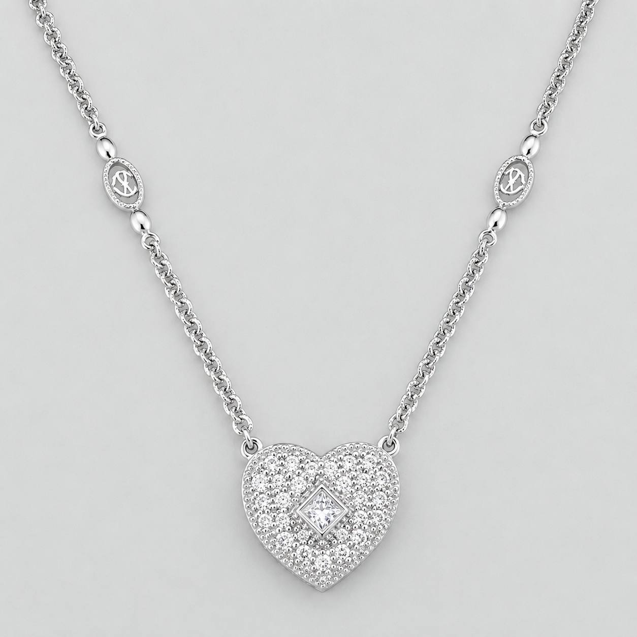 Classic Link Chain Heart Diamonds 25Pts 8.75g / 16 in / 1.23mm 18K White Gold
