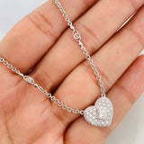Classic Link Chain Heart Diamonds 25Pts 8.75g / 16 in / 1.23mm 18K White Gold