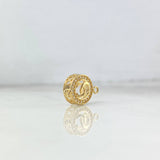 Charm Circle Wave Cross 1.25gr / 1.6cm / White Zircons Yellow Gold