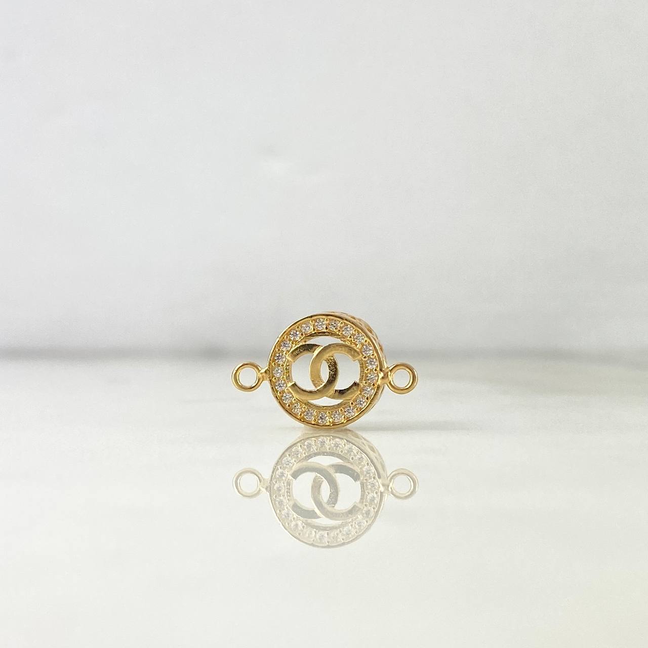 Charm Circle Wave Cross 1.25gr / 1.6cm / White Zircons Yellow Gold