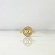 Charm Circle Wave Cross 1.25gr / 1.6cm / White Zircons Yellow Gold