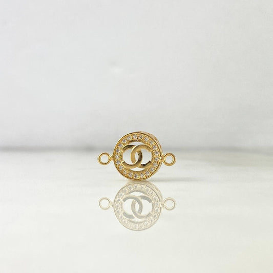 Charm Circle Wave Cross 1.25gr / 1.6cm / White Zircons Yellow Gold