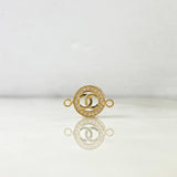Charm Circle Wave Cross 1.25gr / 1.6cm / White Zircons Yellow Gold