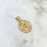 Pendant Letter S Medal 6.95gr / 3.6cm / White Zircons Yellow Gold