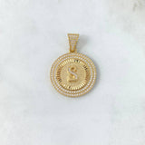 Pendant Letter S Medal 6.95gr / 3.6cm / White Zircons Yellow Gold