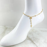 Virgin Miraculous Denario Cross Anklet 5.15gr / 26cm / 18K Gold