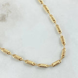 Cadena Rustica Barril Rayado 7.5gr / 60cm / Oro 18K