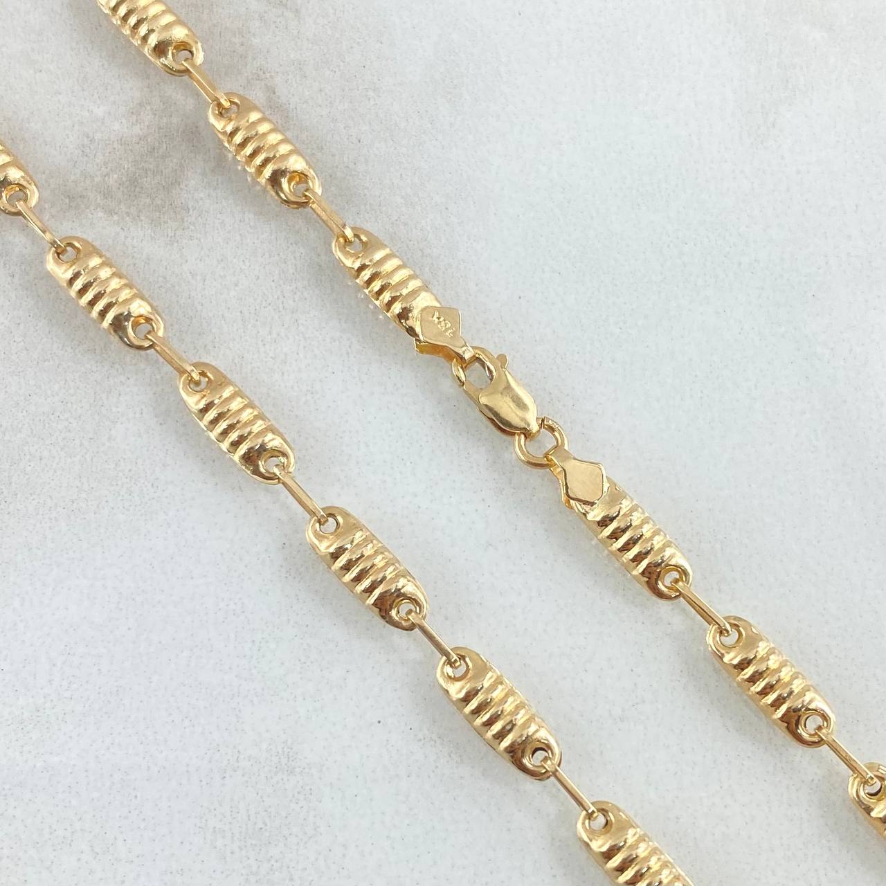 Rustic Barrel Striped Chain 7.4gr / 60cm / 18K Gold