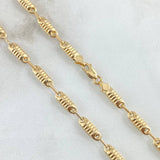 Cadena Rustica Barril Rayado 7.5gr / 60cm / Oro 18K
